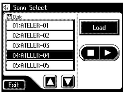 12 Song Select Disk 01:ATELER-01 02:ATELER-02 03:ATELER-03 04:ATELER-04 05:ATELER-05 Load Exit