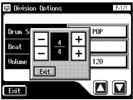 Division Options P.1/1 Drum S — 4 + — 4 + Volume Exit POP 120 Exit