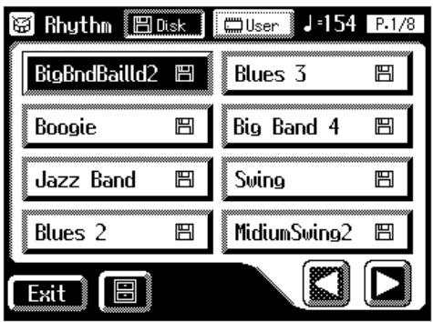 Rhythm Disk User J=154 P.1/8 BigBndBailld2 Blues 3 Boogie Big Band 4 Jazz Band Swing Blues 2 MediumSwing2 Exit