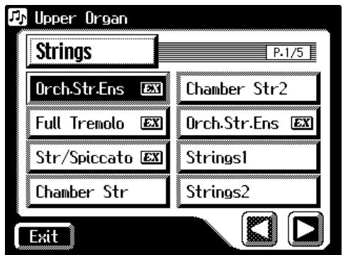Upper Organ Strings P.1/5 Orch.Str.Ens Ex Chamber Str2 Full Tremolo Ex Orch.Str.Ens Ex Str/Spiccato Ex Strings1 Chamber Str Strings2 Exit