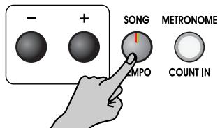 ROLAND EP-880 - Maintenez le bouton [song/tempo] enfoncé et appuyez sur le bouton [PLAY]. - 1