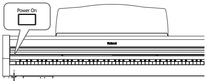 ROLAND HP-101E - Pour mettre l'instrument sous tension, tournez la commande [Volume] au minimum puis appuyez sur [Power On]. - 2