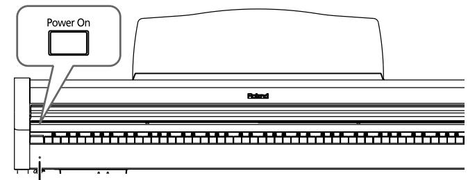 ROLAND HP-101E - Vor dem Einschalten müssen Sie den [Volume]-Regler auf den Mindestwert stellen. Drücken Sie anschließend den [Power On]-Schalter. - 1
