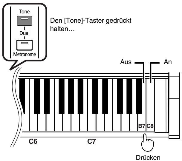 ROLAND HP-101E - Halten Sie den [Tone]-Taster gedrückt, während Sie die "C8"-Taste betätigen. - 1