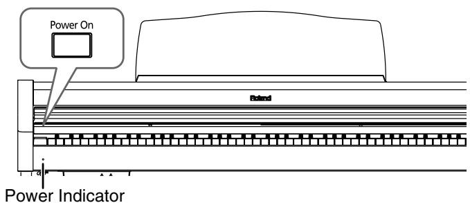 ROLAND HP-101E - To turn the power on, turn the [Volume] knob all the way down, and then press the [Power On] switch. - 2