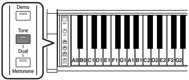ROLAND HP-101E - Mientras mantiene pulsado el botón [Tone], pulse la tecla correspondiente. - 2