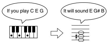 ROLAND HP-101E - Keys for Setting the Transposition: C5–B5 - 2