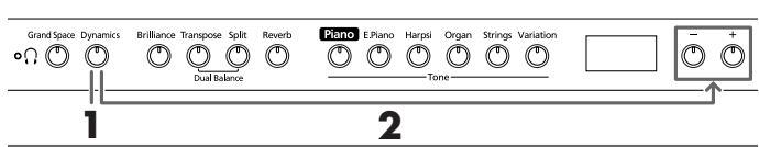 ROLAND HP-102E - Optimieren der Dynamik (Dynamic Emphasis) - 1