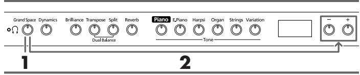 ROLAND HP-102E - Añadir sensación de profundidad al sonido (Grand Space) - 1