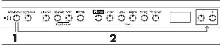 ROLAND HP-102E - Ajouter un effet de profondeur pour le casque (Grand Space) - 1