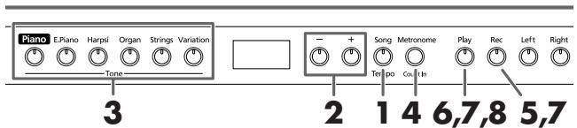 ROLAND HP-102E - Enregistrer un nouveau morceau - 1