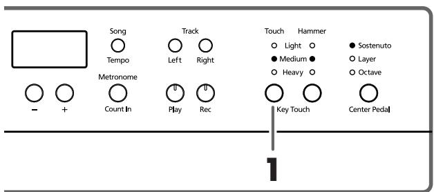 ROLAND HP-107E - Regolare la sensibilità della tastiera (Key Touch) - 1