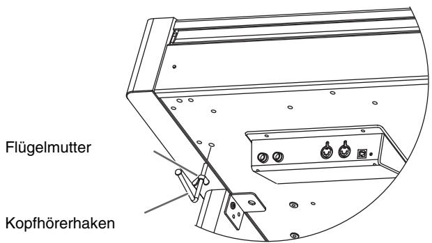 ROLAND HP-107E - Anbringen des Kopfhörerhakens - 1