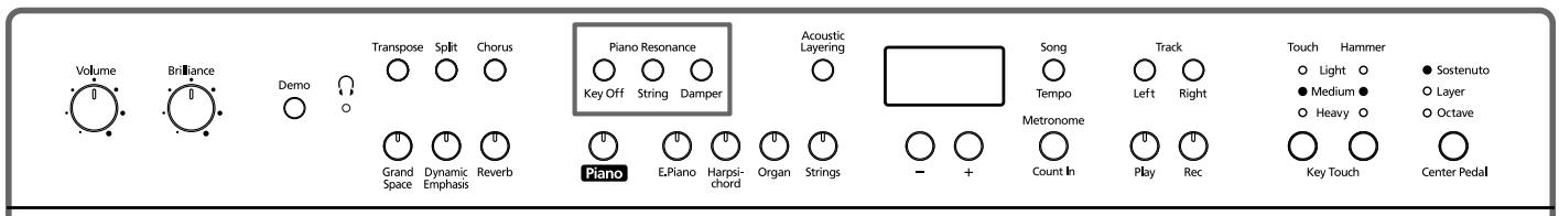 ROLAND HP-107E - Gedetailleerde aanpassingen van het pianogeluid (Piano Resonance) - 1