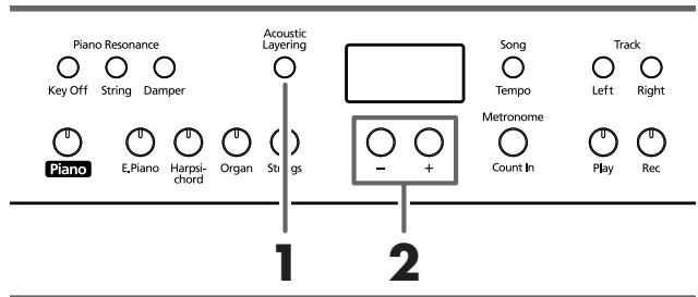 ROLAND HP-107E - Passende klanken met het pianogeluid combineren (Acoustic Layer) - 1