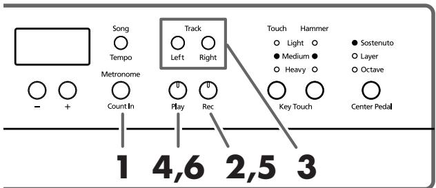 ROLAND HP-107E - Selecting and Recording the Track for Each Hand Separately - 2