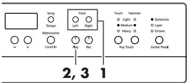 ROLAND HP-107E - Écouter séparément la partie d'une main - 2