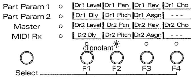 ROLAND M-GS64 - Pour sélectionner matrice 2 (paramètres de configuration rythmique) - 1