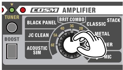 ROLAND MICRO CUBE RX - Utilice el mando AMP TYPE para seleccionar la cuerda que desea afinar. - 1