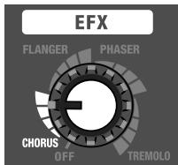 EFX FLANGER PHASER CHORUS OFF TREMOLO