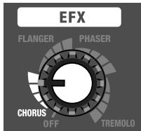 EFX FLANGER PHASER CHORUS OFF TREMOLO