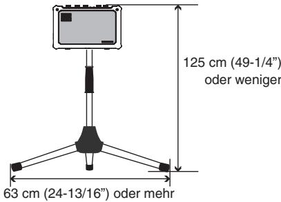 125 cm (49-1/4") oder weniger 63 cm (24-13/16") oder mehr