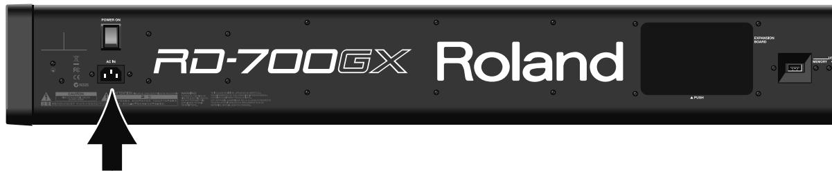ROLAND RD-700GX - Branchement du cordon d'alimentation - 1