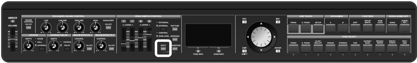 ROLAND RD-700GX - Affectation de différentssons à deux parties distinctes du clavier ([SPLIT]) - 2