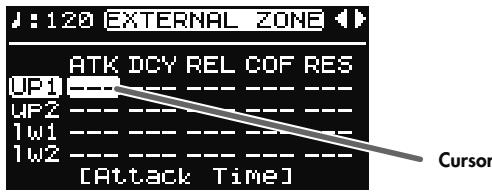 ROLAND RD-700GX - Navigation d'un paramètre à l'autre (Cursor) - 1