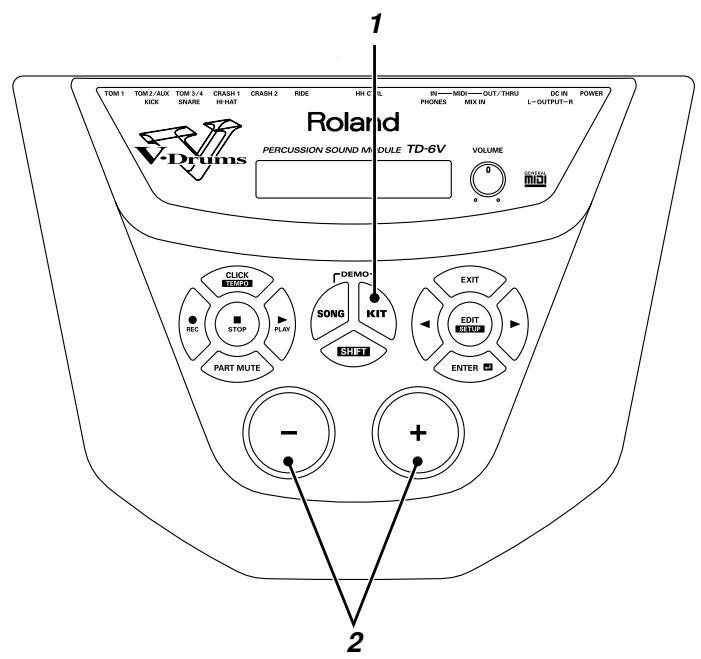 TOM 1 TOM2/AUX TOM 3/4 CRASH 1 CRASH 2 RIDE HH C L IN—MIX—OUT/THRU DC IN POWER KICK SNARE HH HAT PHONES MIX IN L—OUTPUT—R Roland V-Drums PERCUSSION SOUND M MODULE TD-6V VOLUME 0 PART MSCI CLICK TICK SONG KIT EXIT STOP FLAV PART MUTE SHIFT ENTER - + 2