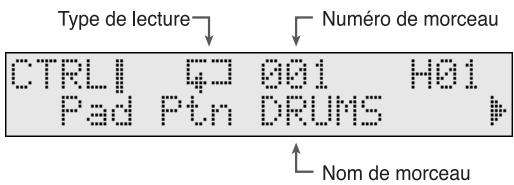 Type de lecture Numéro de morceau CTRLI 43 001 H01 Pad Ptn DRUMS Nom de morceau
