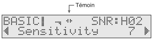 Témoin BASIC↓ → SNR:H02 4 Sensitivity → 7 ↗
