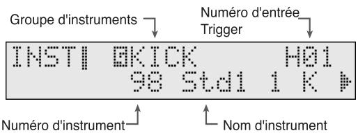 Groupe d'instruments Numéro d'entrée Trigger INSTI QKICK H01 98 Std1 1 K # Numéro d'instrument Nom d'instrument