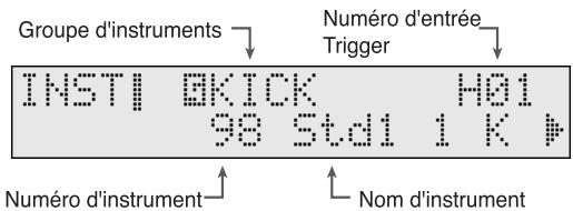 Groupe d'instruments Numéro d'entrée Trigger INSTI QKICK HQ1 98 Std1 1 K # Numéro d'instrument Nom d'instrument