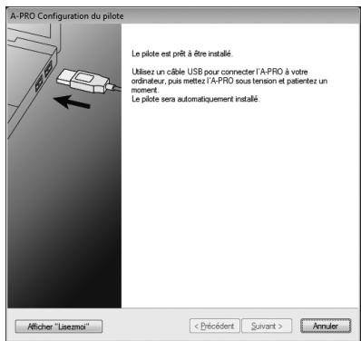 ROLAND CAKEWALK A-300PRO - Fonctionnement de l'a-pro lorsqu'il s'agit d'installer le pilote, connectez l'a-pro à votre ordinateur au moyen d'un câble USB. - 1