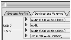 System Profile Devices and Volumes USB 0 1.5.5 Audio (USB Audio CODEC) Audio Audio (USB Audio CODEC) HID (USB Audio CODEC)