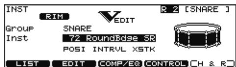 ROLAND V-STAGE TD-12KX - Appuyez sur [RIM] pour sélectionner la peau ou le bord. - 1