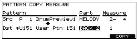 ROLAND V-STAGE TD-12KX - Pour copier quelques mesures d'une partie, appuyez sur [F4 (measure)] - 1