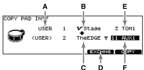 ROLAND V-STAGE TD-12KX - Utilisez [CURSOR], [+/-] ou [VALUE] pour sélectionner la source et la destination de la copie. - 1