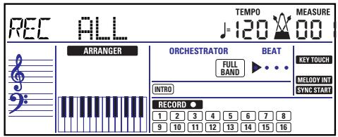 REC ALL TEMP0 120 MEASURE ARRANGER ORCHESTRATOR BEAT FULL BAND INTRO RECORD 1 2 3 4 5 6 7 8 9 10 11 12 13 14 15 16 KEY TOUCH MELODY INT SYNC START