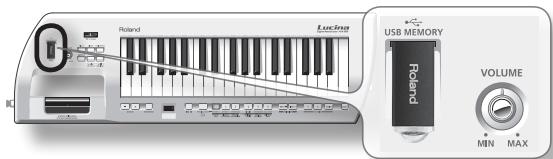 ROLAND LUCINA AX-09 - Conecte la memoria USB en la ranura USB MEMORY tal y como se muestra en la ilustración. - 1
