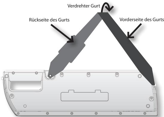 Verdrehter Gurt Rückseite des Gurts Vorderseite des Gurts