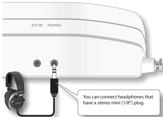 EXT IN PHONES You can connect headphones that have a stereo mini (1/8") plug.
