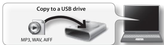 Copy to a USB drive MP3, WAV, AIFF