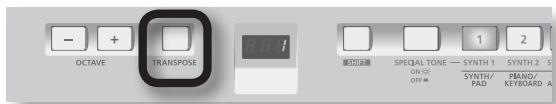 OCTAVE TRANSPOSE SPECIAL TONE — SYNTH 1 ON ON OFF = SYNTH/ PAD PANO/ KEYBOARD A 1 2 3 4