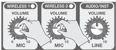 ROLAND BA-55 - Mentre si parla nel microfono, utilizzato la manopola MIC [VOLUME] per regolare il volume. - 2
