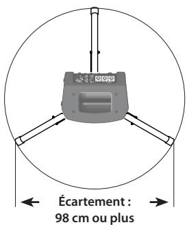 ROLAND BA-55 - Desserrez le bouton du trépied et ouvrez le trépied. - 1