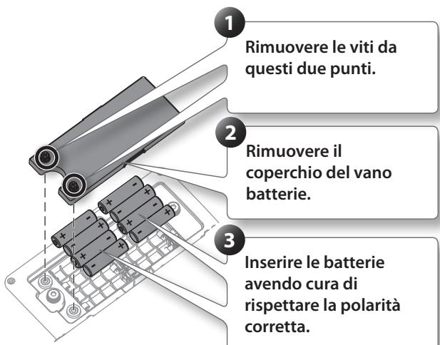 ROLAND BA-55 - Inserimento delle batterie - 1