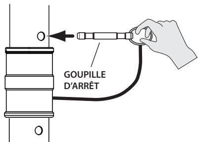 ROLAND BA-55 - Positionnez le tube supérieur à la hauteur requise et insérez la goupille dans l'orifice du tube supérieur. - 1