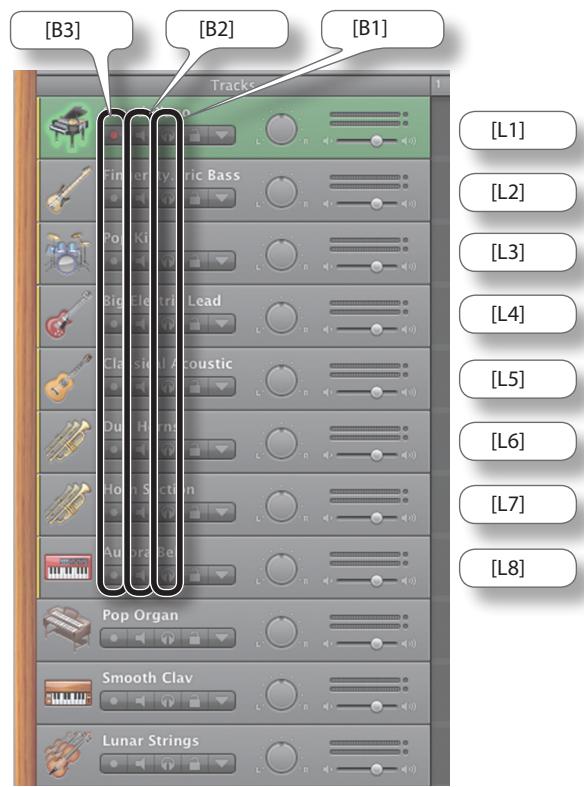 ROLAND A-500PRO-R - Contrôle des paramètres SOLO, MUTE et REC, de la lecture et de l'enregistrement des pistes - 3